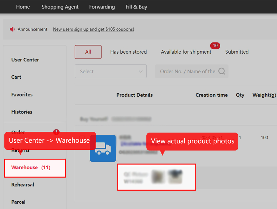 Official tutorial 10: Open the warehouse item’s QC photographs.