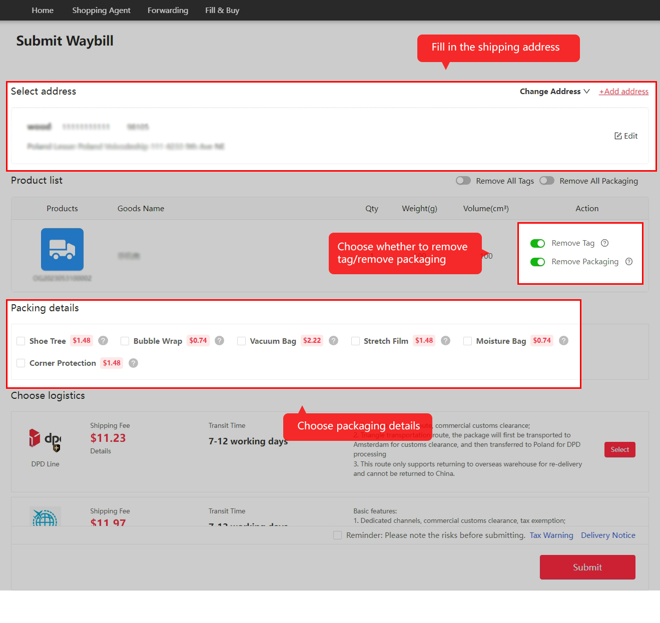 Official tutorial 12: Confirm the recipient address and packing.