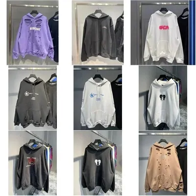 Hoodies in several colours on hangers